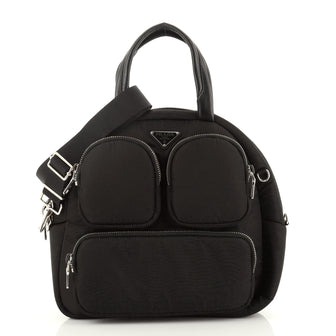 Prada Multi Pocket Convertible Dome Satchel Tessuto Medium