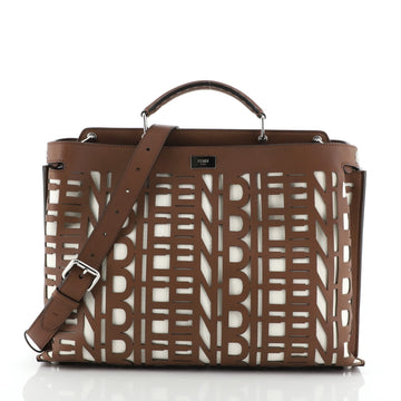 Fendi Peekaboo Iconic Essential Bag Laser Cut Leather and Canvas Large