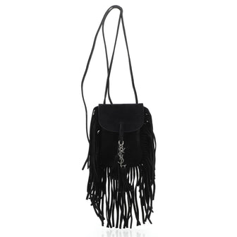 Saint Laurent Anita Flat Fringe Crossbody Bag Suede Mini
