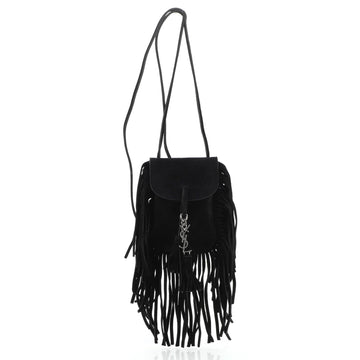 Saint Laurent Anita Flat Fringe Crossbody Bag Suede Mini