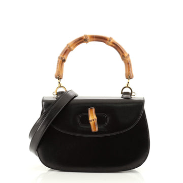 Gucci Vintage Convertible Bamboo Top Handle Bag Leather Medium
