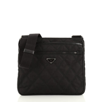 Prada Front Zip Messenger Quilted Tessuto Medium
