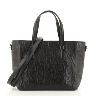Salvatore Ferragamo Bonnie Convertible Tote Embossed Leather Small