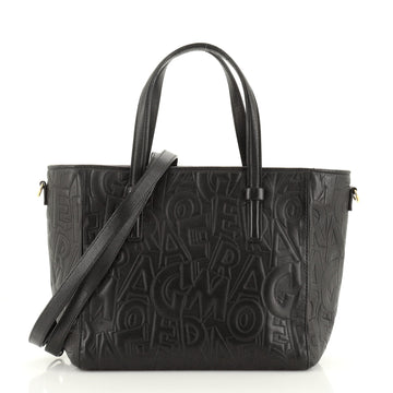 Salvatore Ferragamo Bonnie Convertible Tote Embossed Leather Small