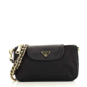 Prada Chain Crossbody Bag Tessuto and Saffiano Leather Small