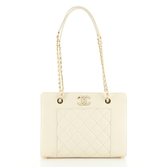 Chanel Mademoiselle Vintage Shopping Tote Quilted Sheepskin Small