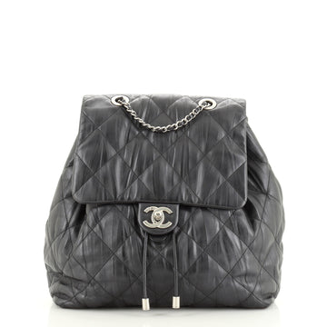 Chanel Ground Control Flap Backpack Quilted Iridescent Calfskin Small