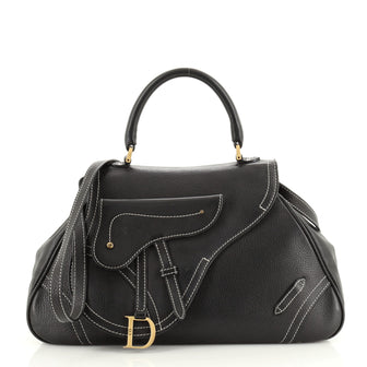 Christian Dior Vintage Saddle Top Handle Bag Leather