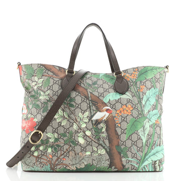 Gucci Convertible Soft Tote Tian Print GG Coated Canvas Medium