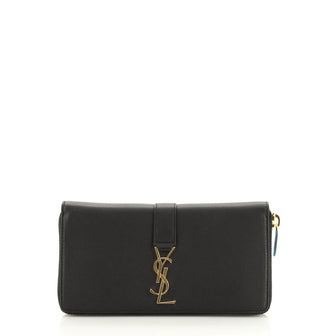 Saint Laurent Classic Monogram Zip Around Wallet Leather