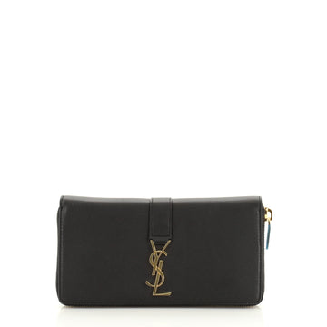 Saint Laurent Classic Monogram Zip Around Wallet Leather