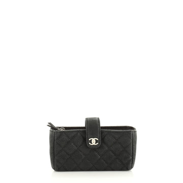 Chanel Phone Holder Clutch Quilted Caviar Mini