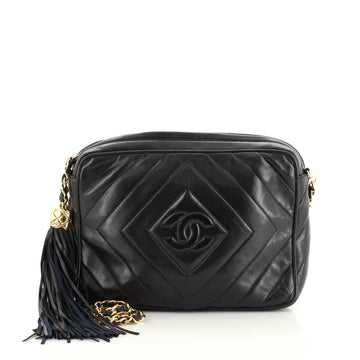 Chanel Vintage Diamond CC Camera Bag Quilted Leather Medium