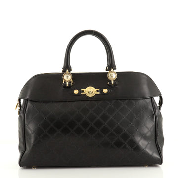 Versace Vintage Sun Zip Satchel Embossed Leather Large