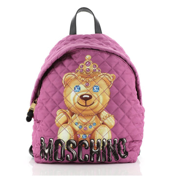 Moschino Teddy Bear Backpack Quilted Printed Nylon Medium
