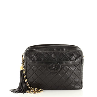 Chanel Vintage Camera Tassel Bag Quilted Leather Large