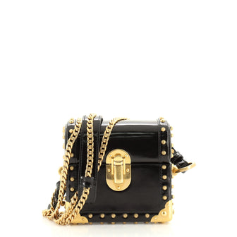 Prada Treasure Trunk Crossbody Bag Studded Patent Mini