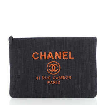 Chanel Deauville Pouch Denim Large