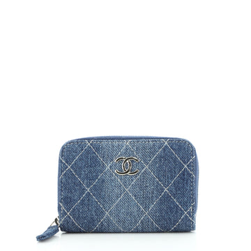 Chanel CC Zip Coin Purse Quilted Denim Small