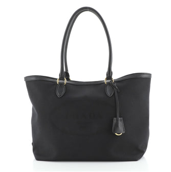 Prada Logo Open Tote Canvas Medium