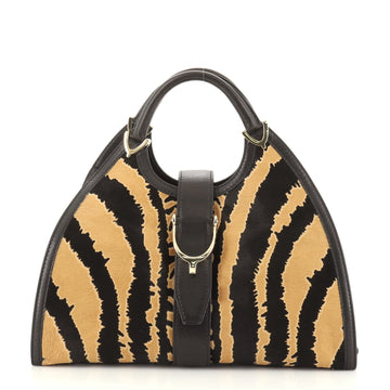 Gucci Stirrup Top Handle Bag Calf Hair Large