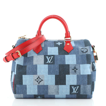 Louis Vuitton Speedy Bandouliere Bag Damier and Monogram Patchwork Denim 30