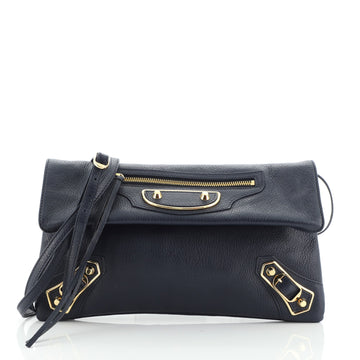 Balenciaga Classic Metallic Edge Envelope Strap Clutch Leather