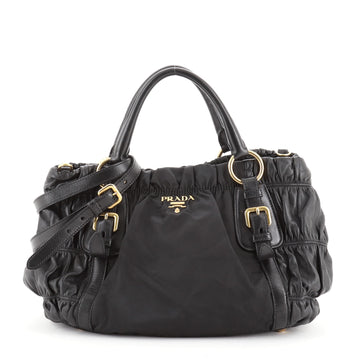 Prada Gaufre Convertible Satchel Leather and Tessuto Medium