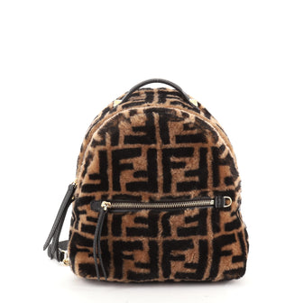 Fendi Zip Backpack Zucca Shearling Mini