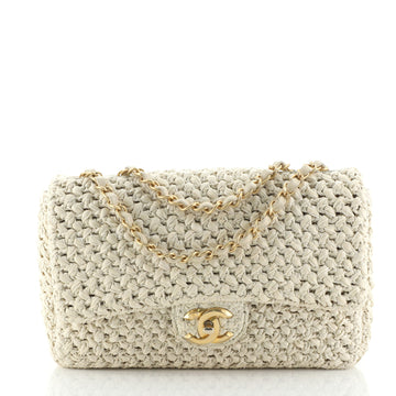 Chanel Classic Single Flap Bag Crochet Raffia Medium