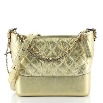 Chanel Gabrielle Hobo Quilted Metallic Aged Calfskin Medium