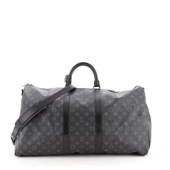 Louis Vuitton Black Monogram Eclipse Keepall Bandouliere 55 Duffle Bag Strap