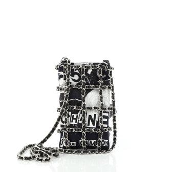 Chanel Chain Frame Phone Clutch with Chain Printed Canvas