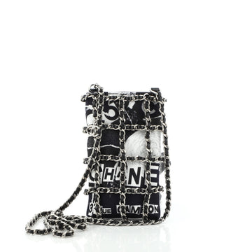 Chanel Chain Frame Phone Clutch with Chain Printed Canvas