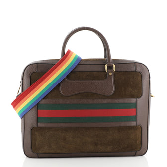 Gucci Rainbow Web Briefcase Suede