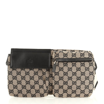 Gucci Vintage Double Belt Bag GG Canvas