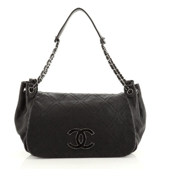 Chanel Diamond Stitch Accordion Flap Bag Quilted Calfskin Large