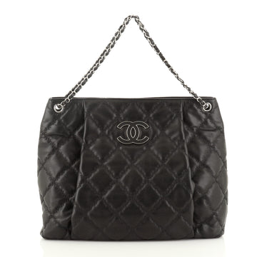 Chanel Double Stitch Hamptons Shoulder Bag Quilted Calfskin Large