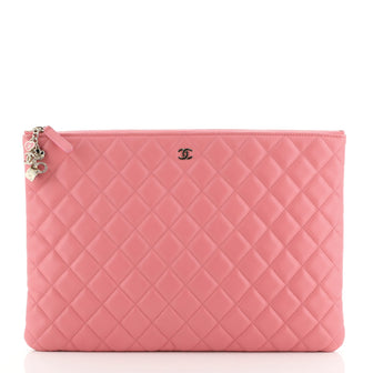 Chanel CC Casino O Case Clutch Quilted Lambskin Large