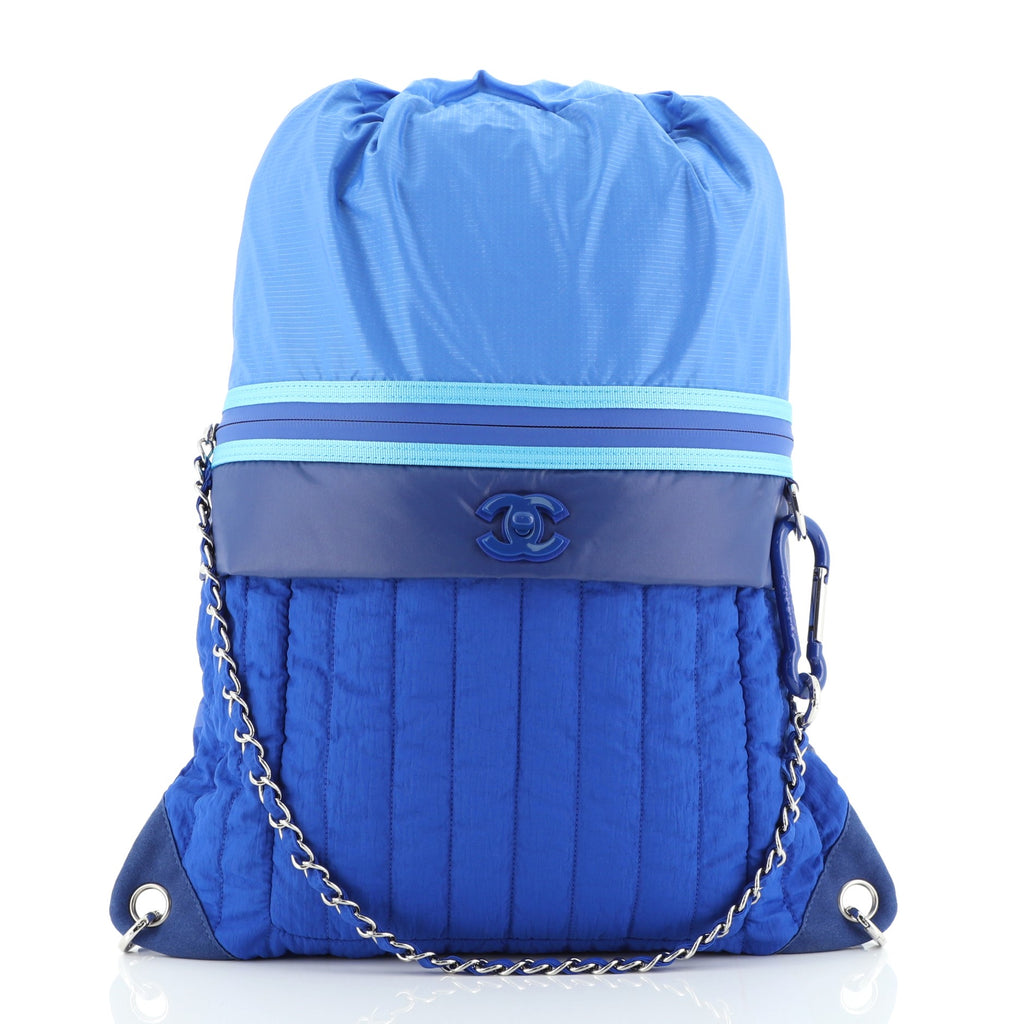 Chanel Coco Neige Backpack Quilted Nylon Blue 58140172