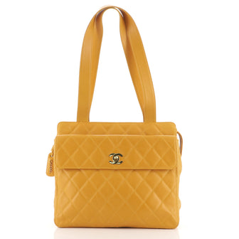 Chanel Vintage Front Pocket Tote Quilted Caviar Medium