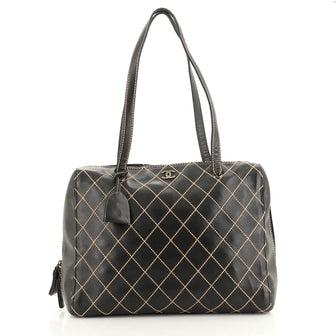 Chanel Surpique Boston Bag Quilted Leather XL