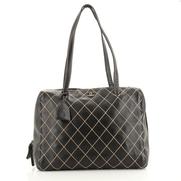 Chanel Surpique Boston Bag Quilted Leather XL