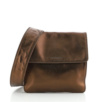 Chanel Vintage Flat Crossbody Bag Leather Medium