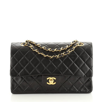 Chanel Vintage Classic Double Flap Bag Quilted Lambskin Medium
