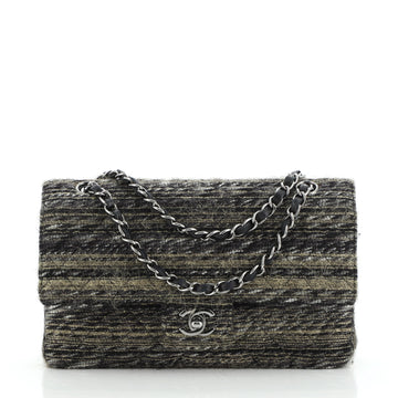 Chanel Vintage Classic Double Flap Bag Quilted Tweed Medium