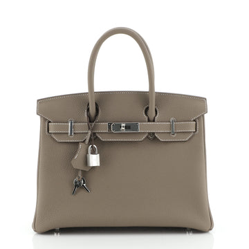 Hermes Birkin Handbag Grey Togo with Palladium Hardware 30