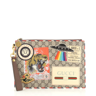 Gucci Courrier Pouch GG Coated Canvas with Applique