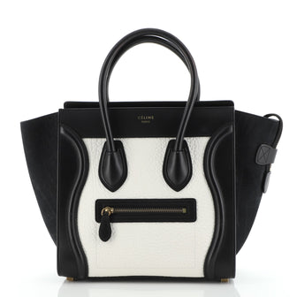 Celine Bicolor Luggage Bag Leather Micro Black 58140228