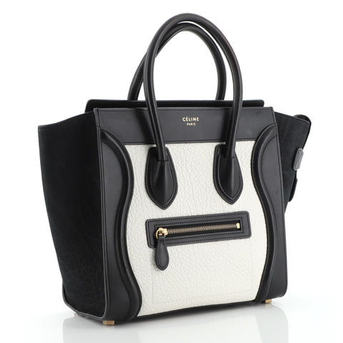Celine Bicolor Luggage Bag Leather Micro Black 58140228